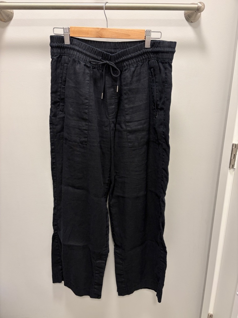 Athleta Retreat Black Drawstring Linen-Blend Pants Women’s M/P